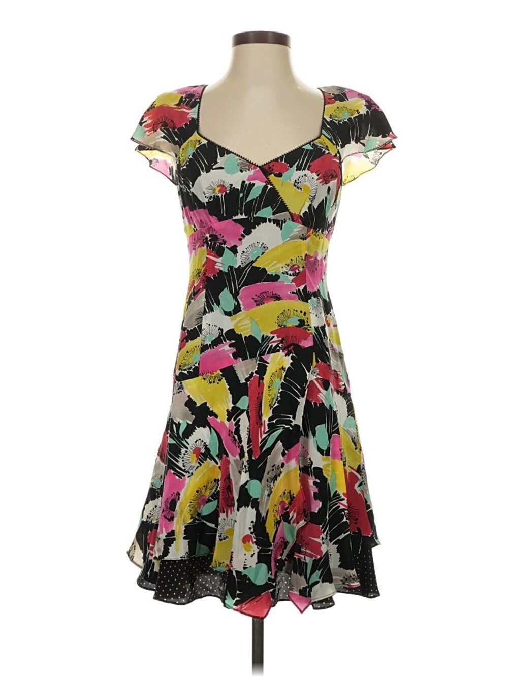 Nanette Lepore Silk Floral Flutter Sleeve Dress Size 4